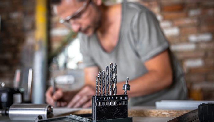 Close,Up,Of,A,Set,Of,Wood,Drills,On,A